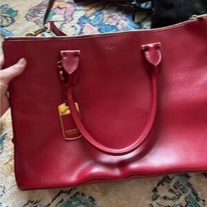 Ralph Lauren Red Leather Tote